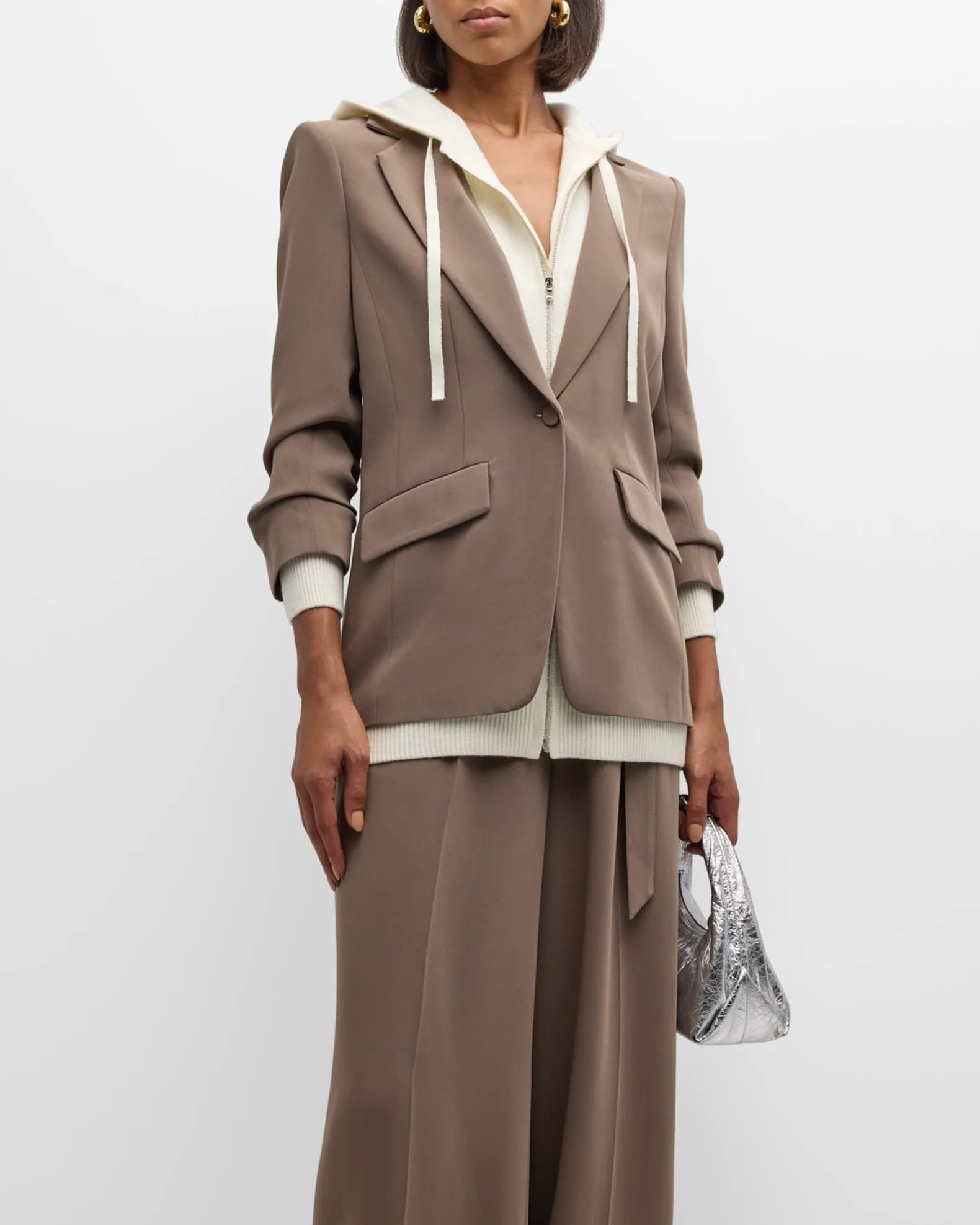 Cinq à Sept Sweater Knit Khloe Blazer in Taupe/Ivory