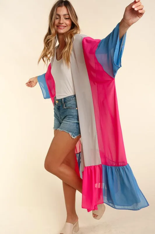 Color Block Kimono Cardigan