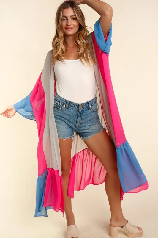Color Block Kimono Cardigan