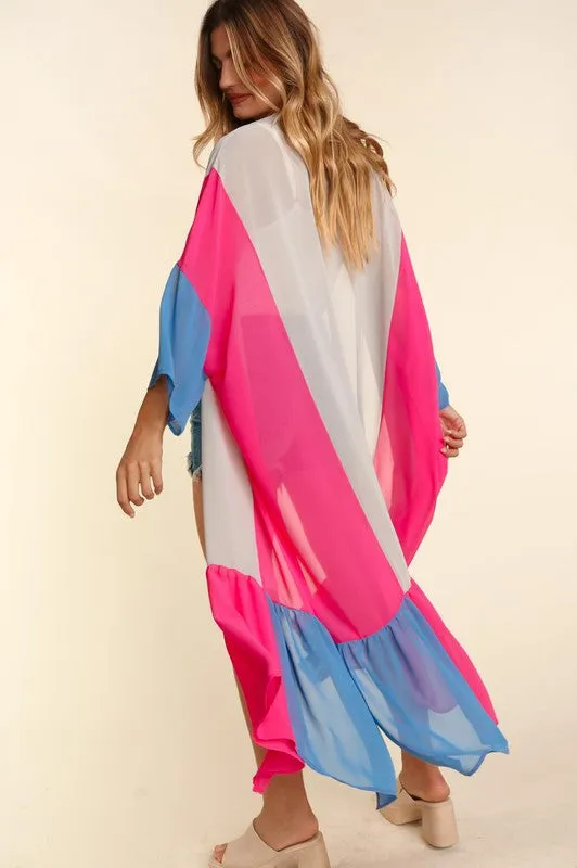 Color Block Kimono Cardigan