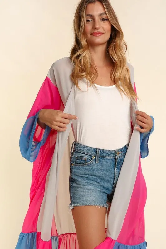 Color Block Kimono Cardigan
