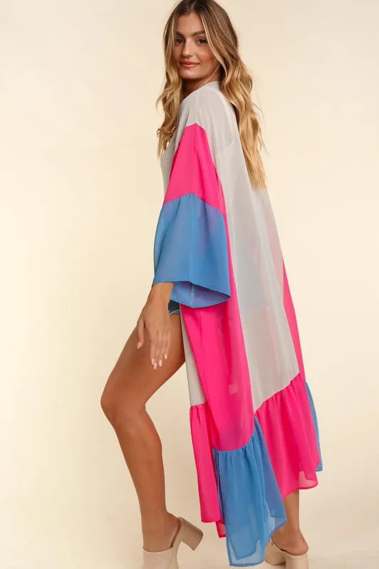 Color Block Kimono Cardigan