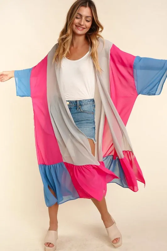 Color Block Kimono Cardigan