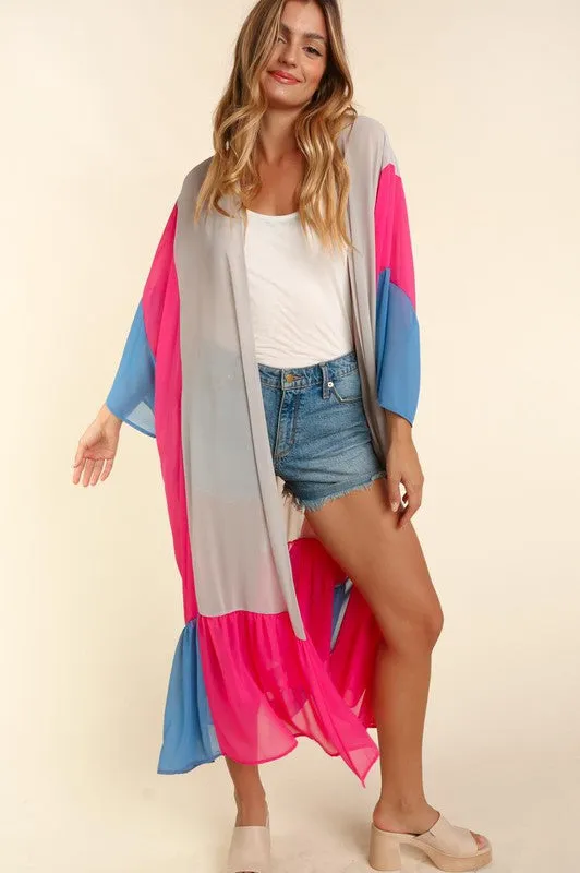 Color Block Kimono Cardigan