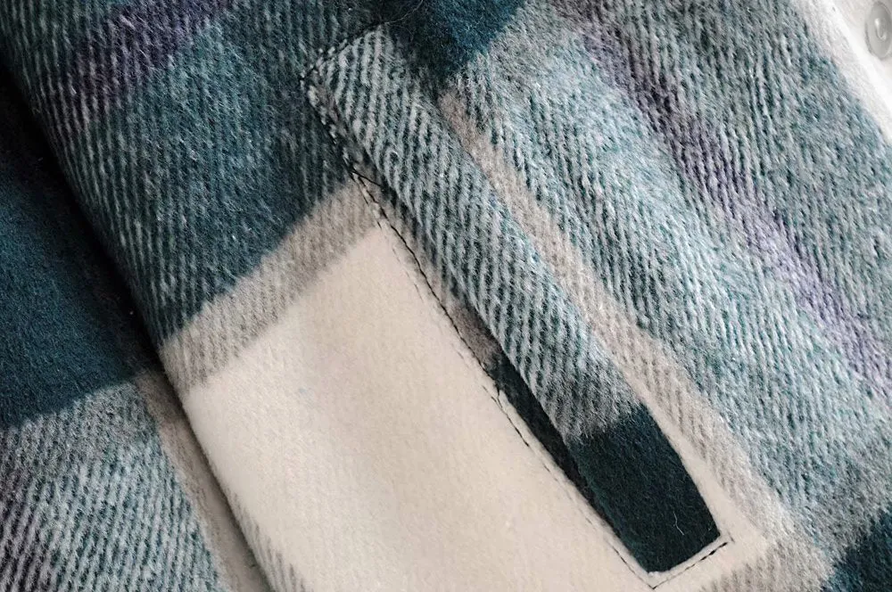 Contrast Single-breasted Lattice Pocket Cardigan Coat