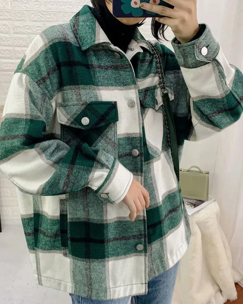 Contrast Single-breasted Lattice Pocket Cardigan Coat