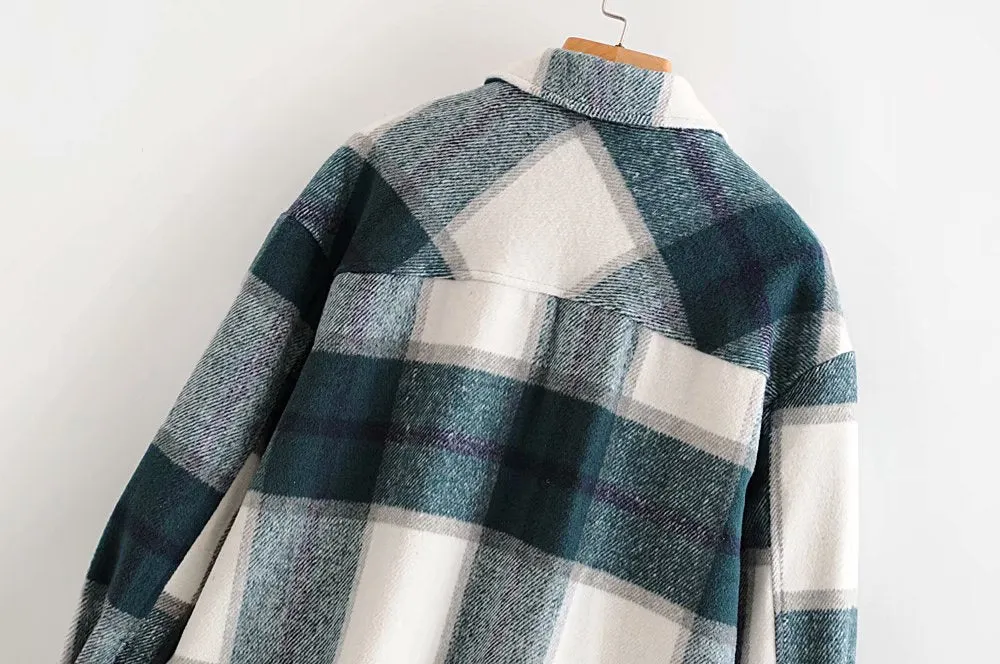 Contrast Single-breasted Lattice Pocket Cardigan Coat
