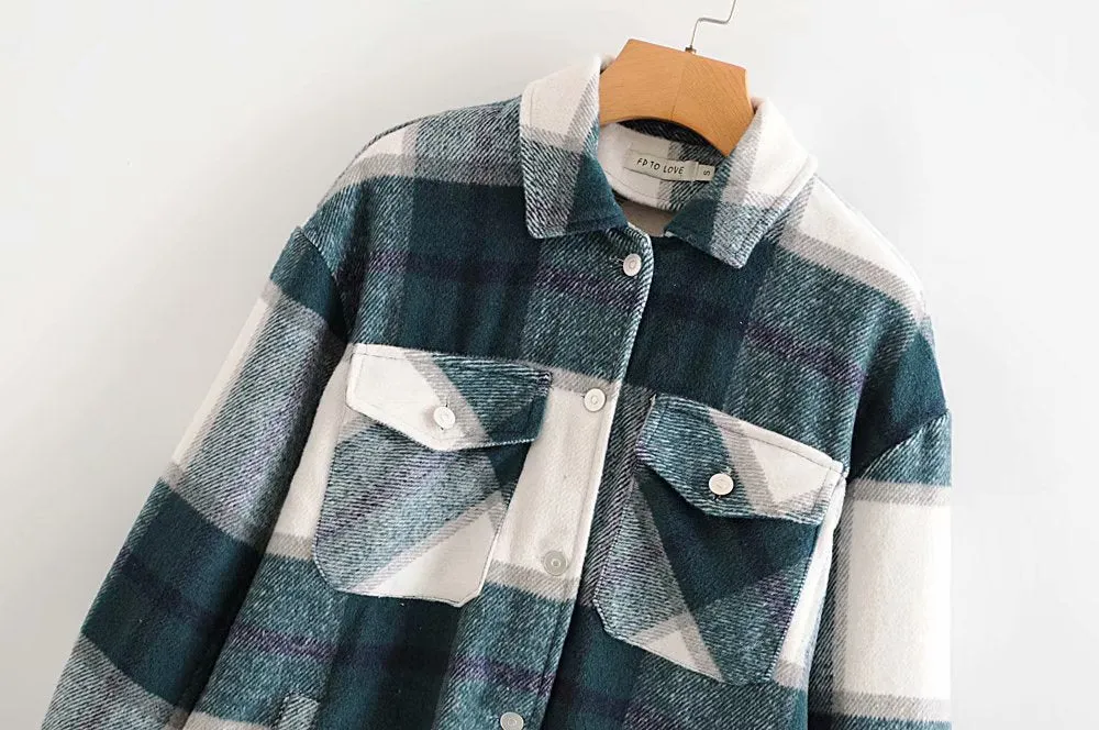 Contrast Single-breasted Lattice Pocket Cardigan Coat