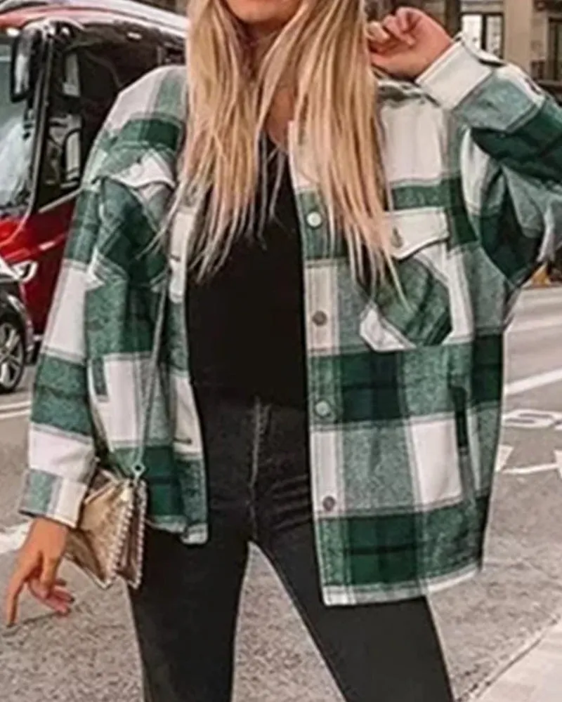 Contrast Single-breasted Lattice Pocket Cardigan Coat