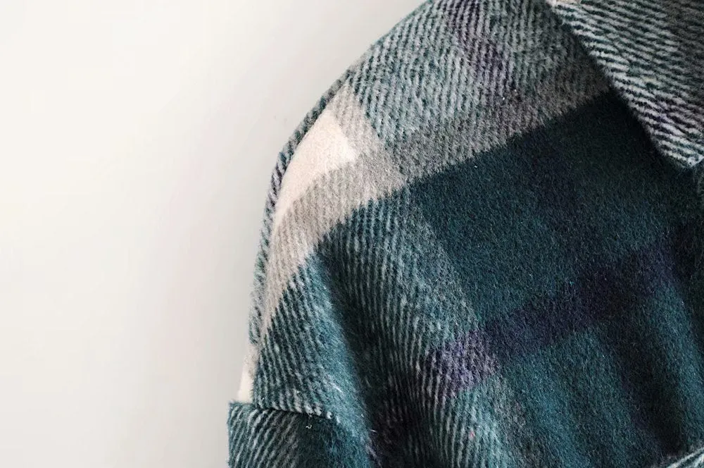 Contrast Single-breasted Lattice Pocket Cardigan Coat