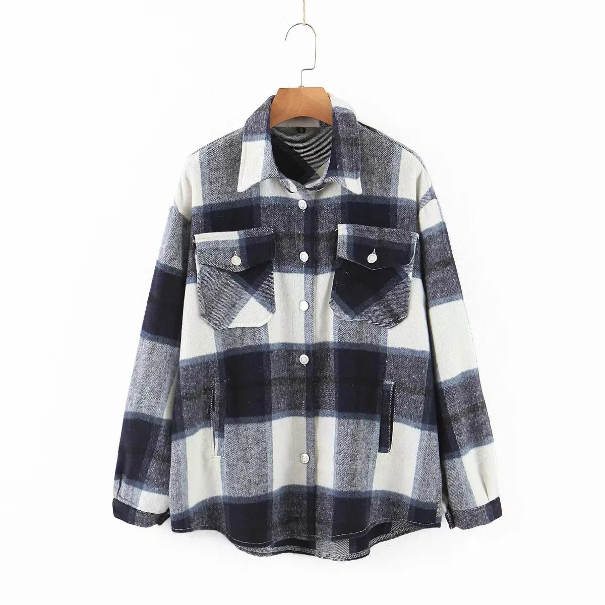 Contrast Single-breasted Lattice Pocket Cardigan Coat