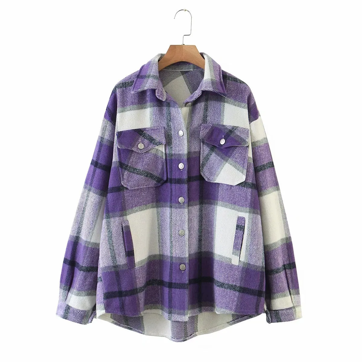 Contrast Single-breasted Lattice Pocket Cardigan Coat