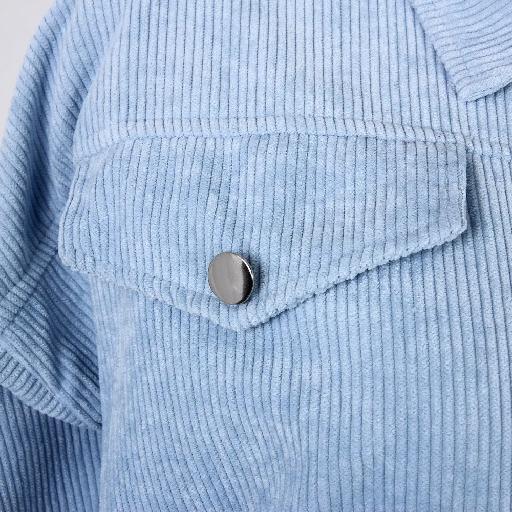 Corduroy Lantern Sleeve Single-breasted Lapel Cardigans Outerwear