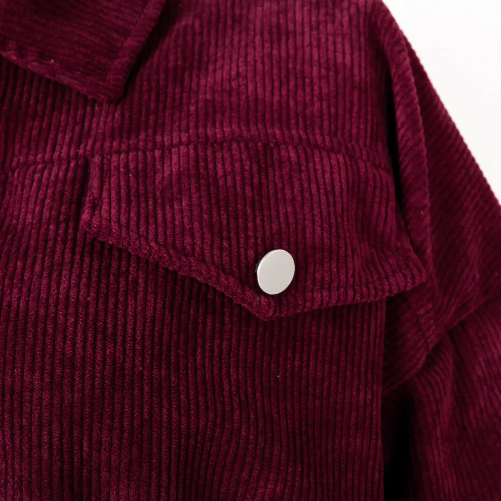 Corduroy Lantern Sleeve Single-breasted Lapel Cardigans Outerwear