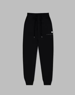 CRONOS WOMEN HEART LOGO SWEAT PANTS【BLACK】