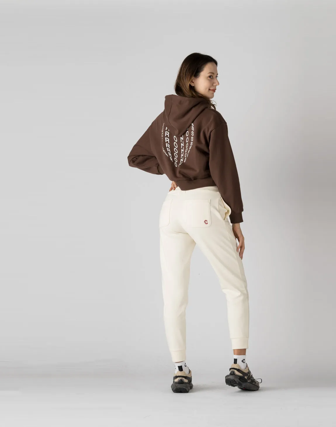 CRONOS WOMEN HEART LOGO SWEAT PANTS【WHITE】