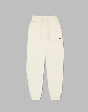 CRONOS WOMEN HEART LOGO SWEAT PANTS【WHITE】