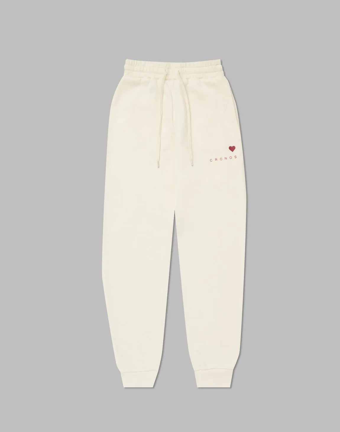 CRONOS WOMEN HEART LOGO SWEAT PANTS【WHITE】