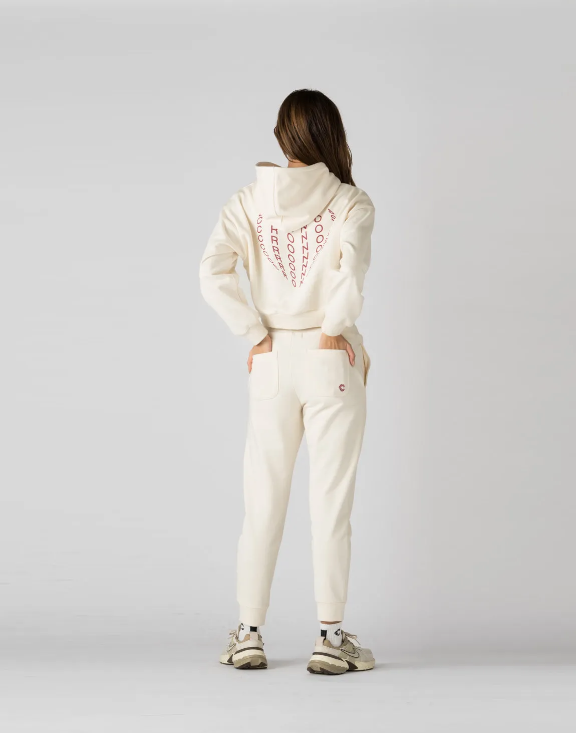 CRONOS WOMEN HEART LOGO SWEAT PANTS【WHITE】