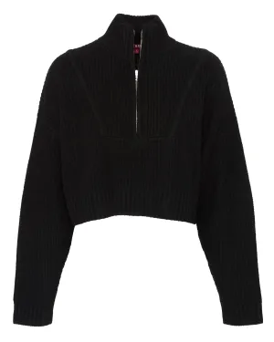 Cropped Hampton Cashmere Sweater in Black
