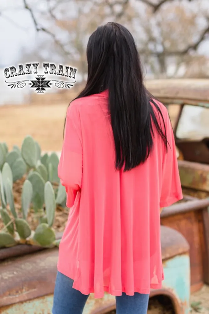 Crossfire Kimono in Coral