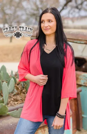 Crossfire Kimono in Coral