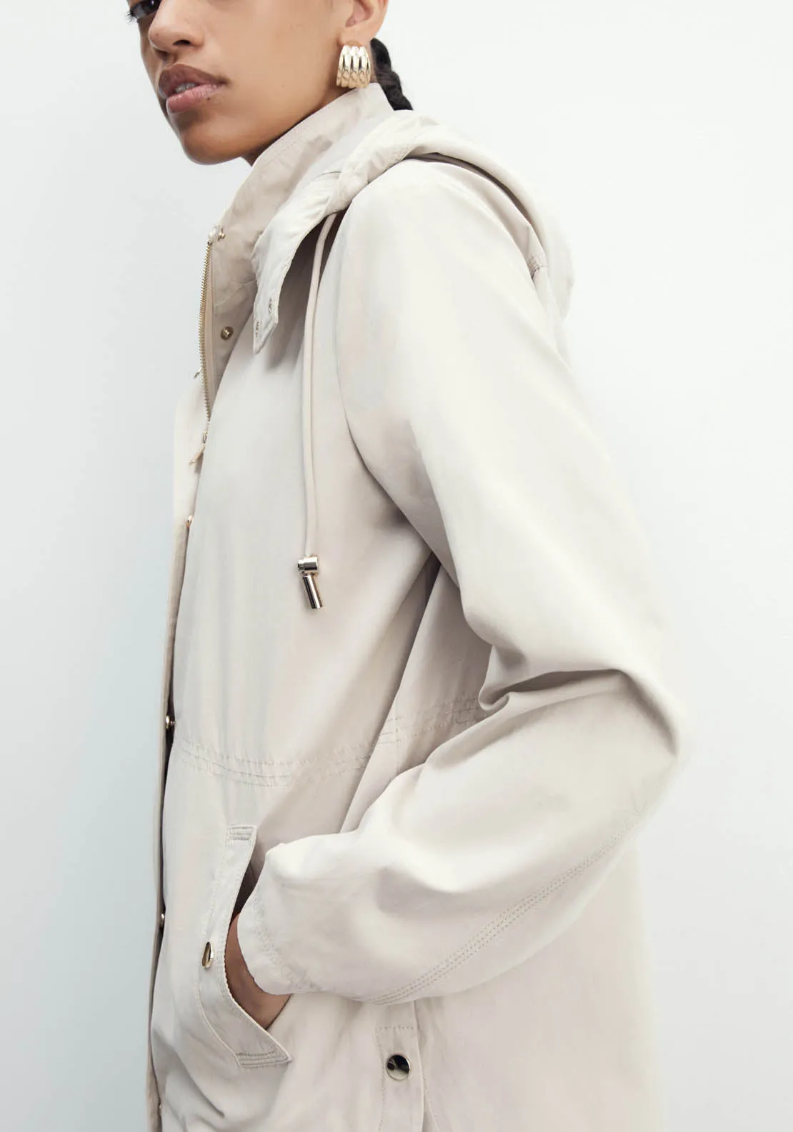 Curved Hem Parka - Grey