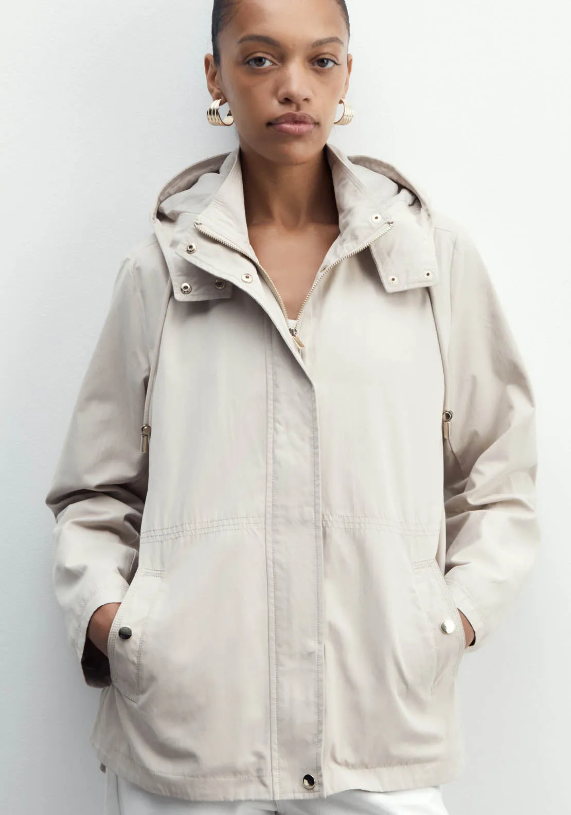 Curved Hem Parka - Grey