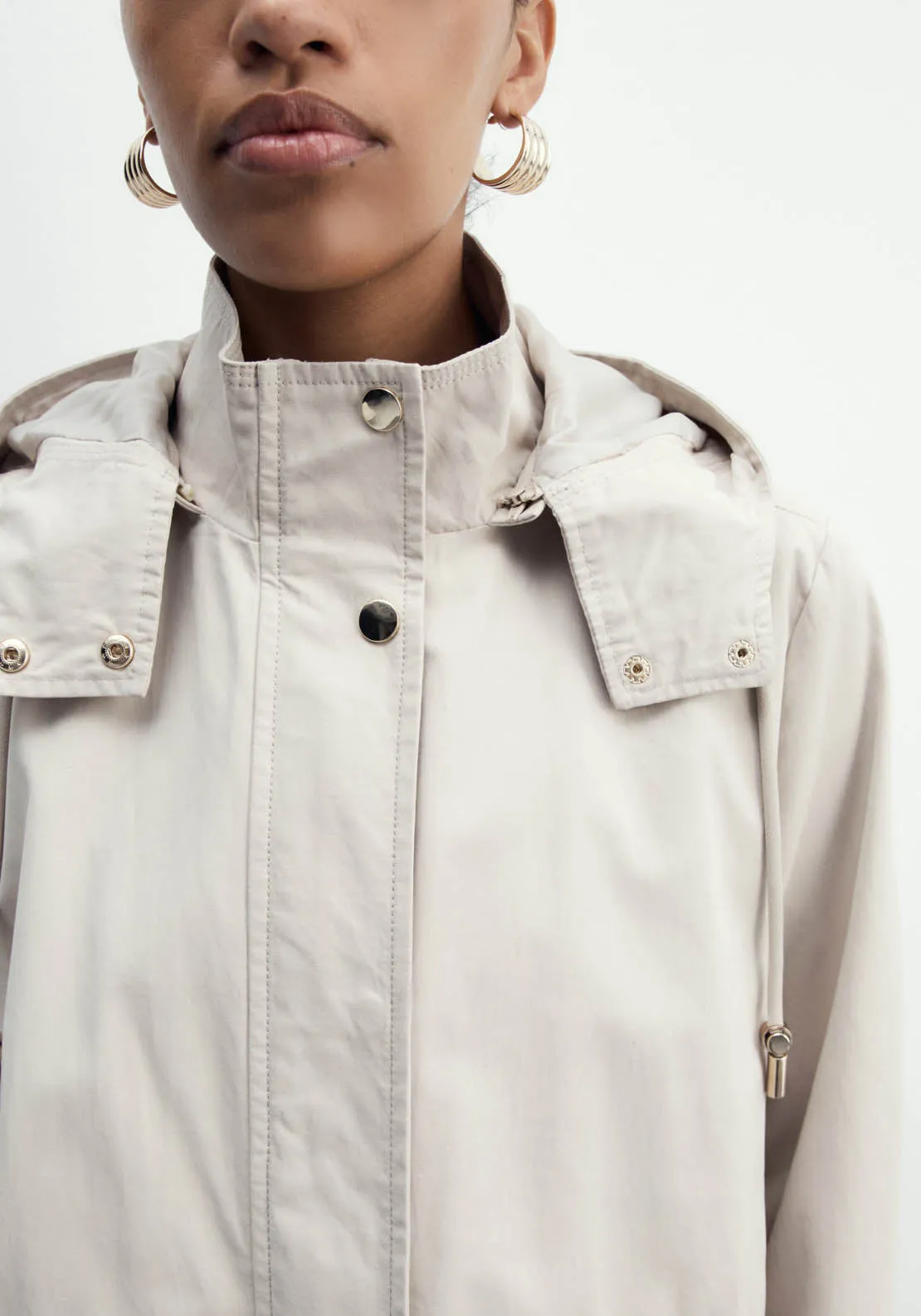 Curved Hem Parka - Grey