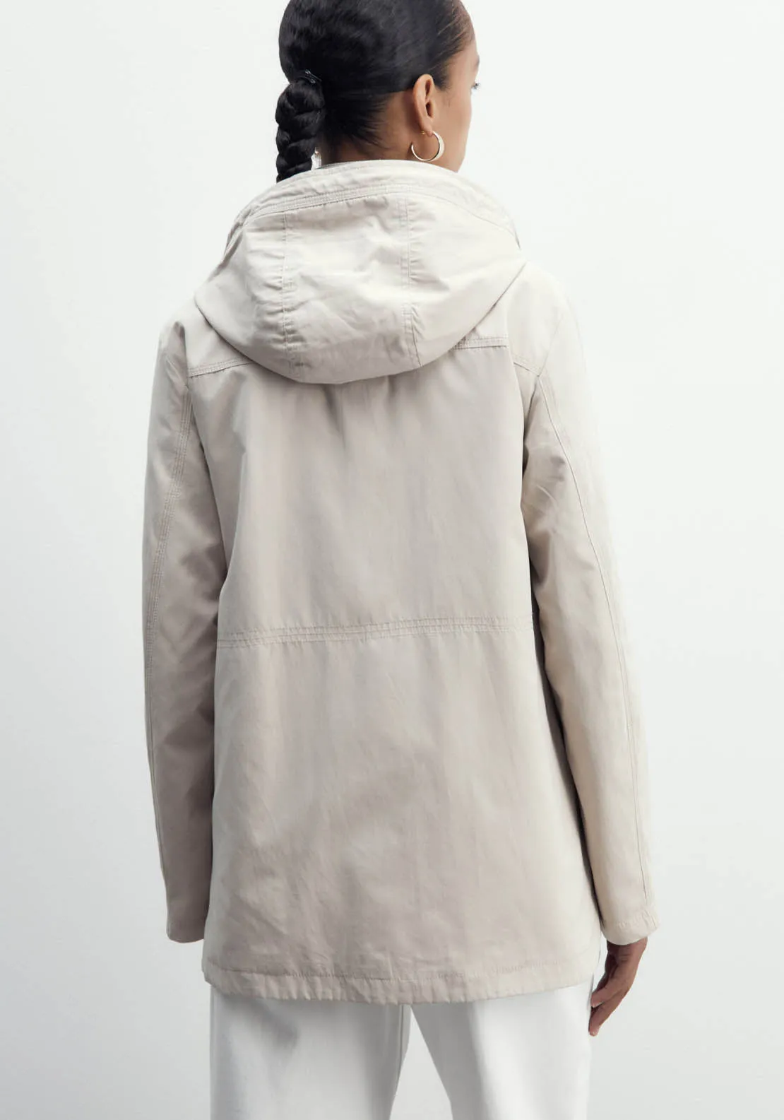 Curved Hem Parka - Grey