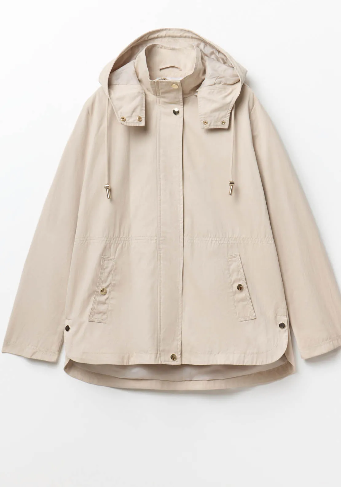 Curved Hem Parka - Grey