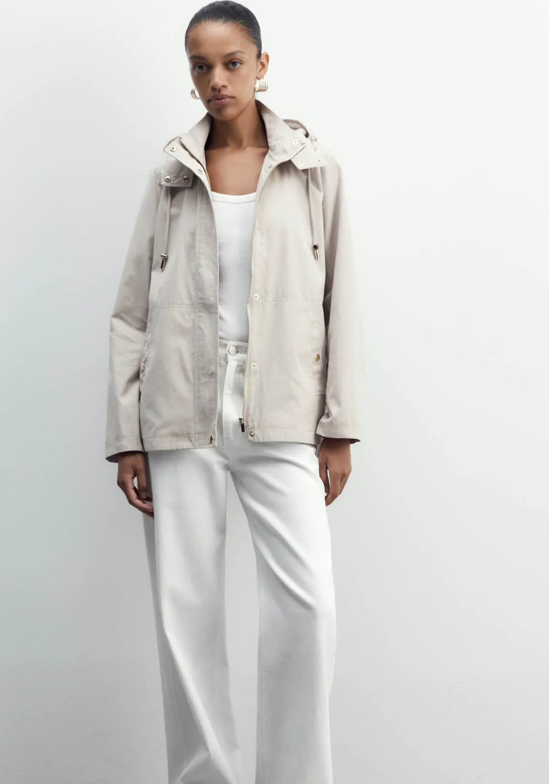 Curved Hem Parka - Grey