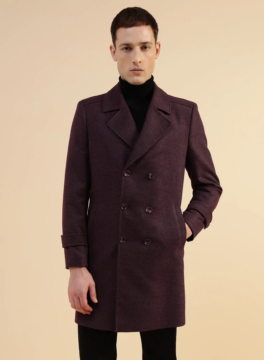 Dark Mauve Tweed Long Coat