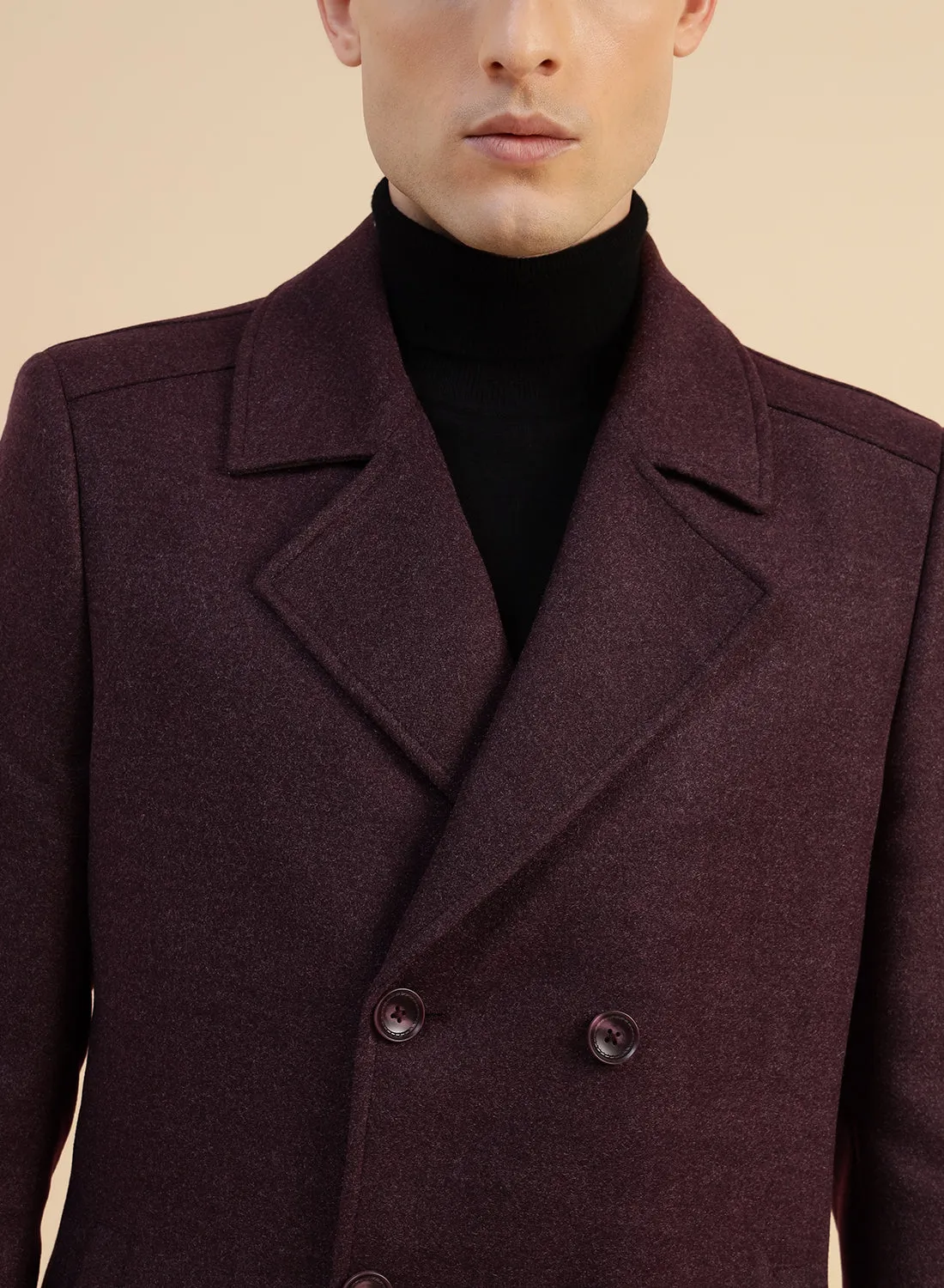 Dark Mauve Tweed Long Coat