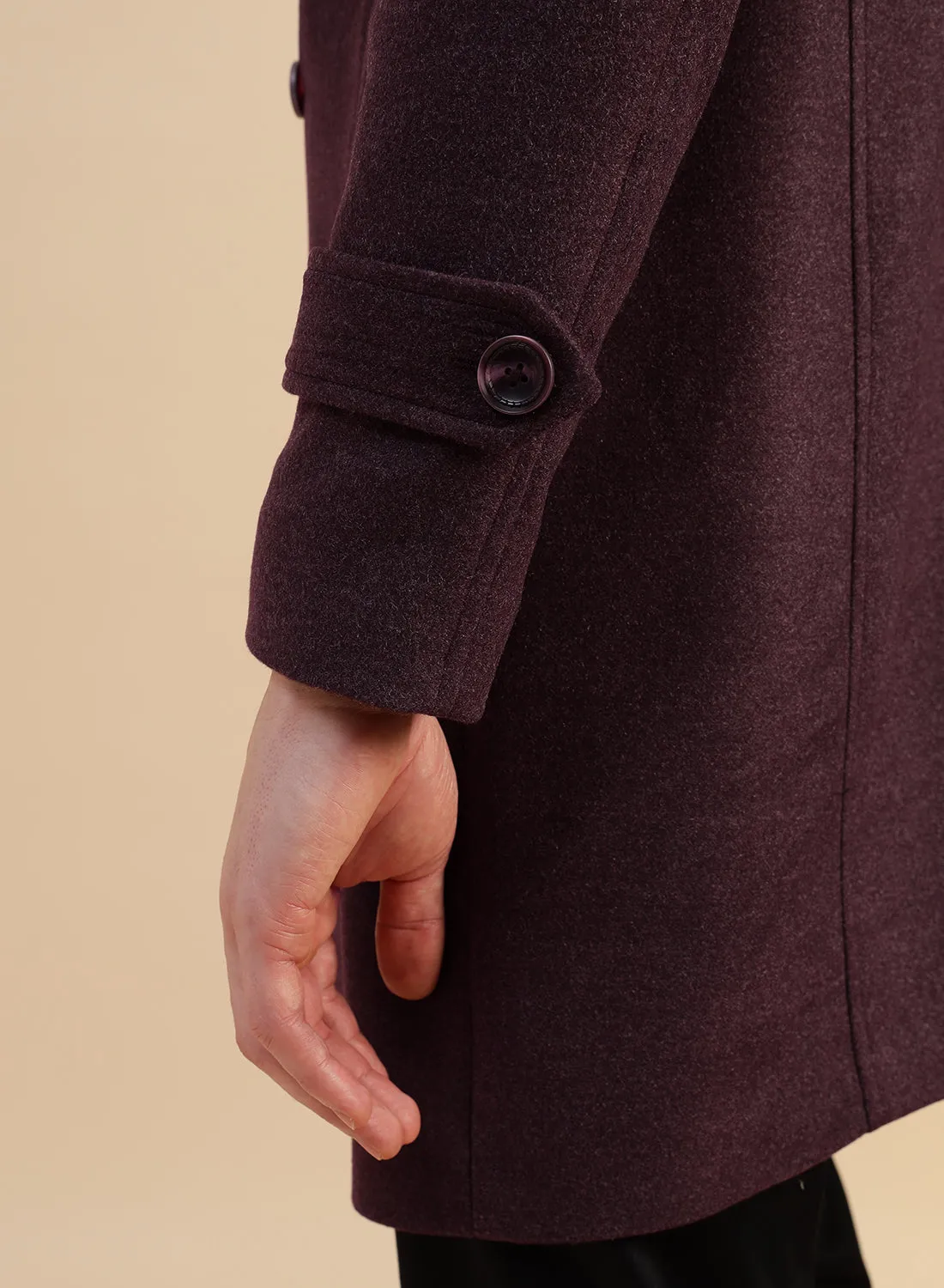 Dark Mauve Tweed Long Coat