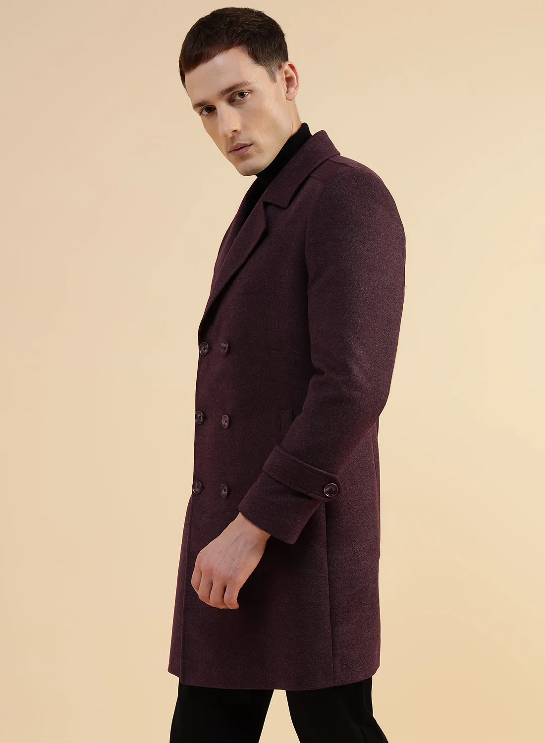 Dark Mauve Tweed Long Coat