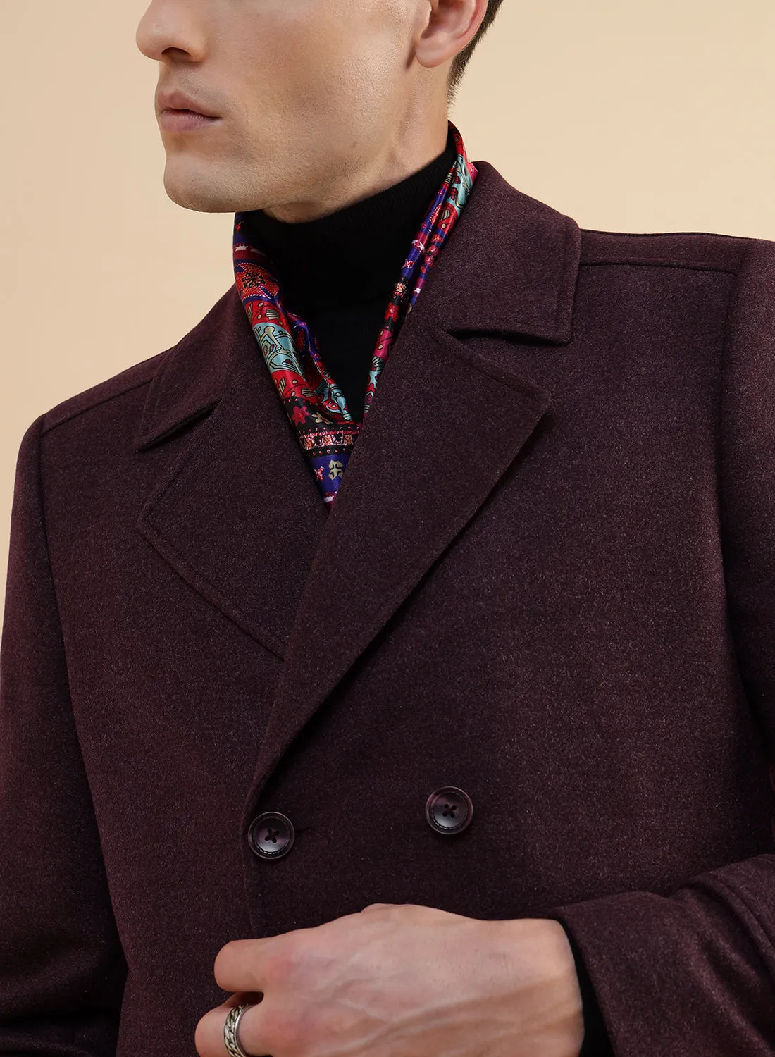 Dark Mauve Tweed Long Coat