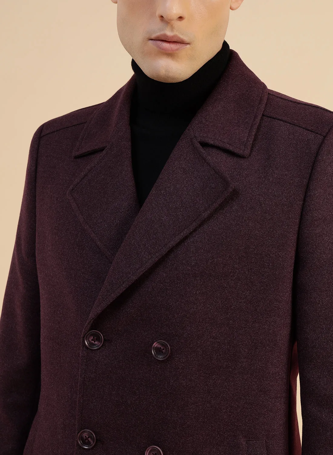 Dark Mauve Tweed Long Coat