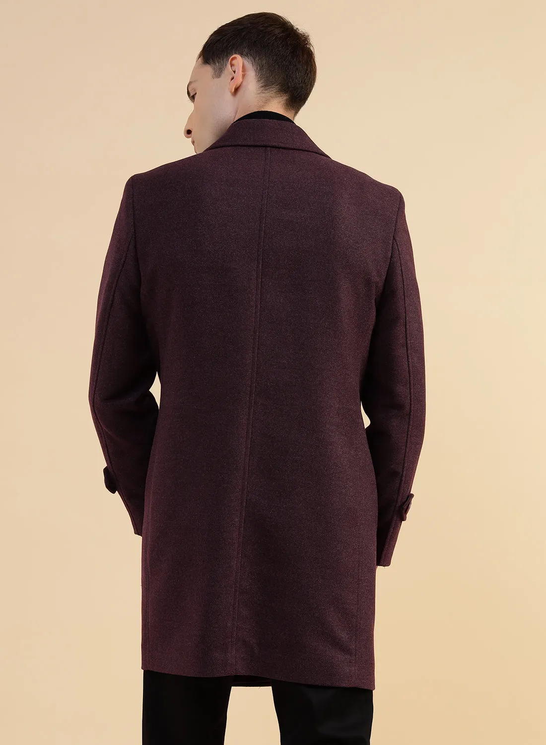 Dark Mauve Tweed Long Coat