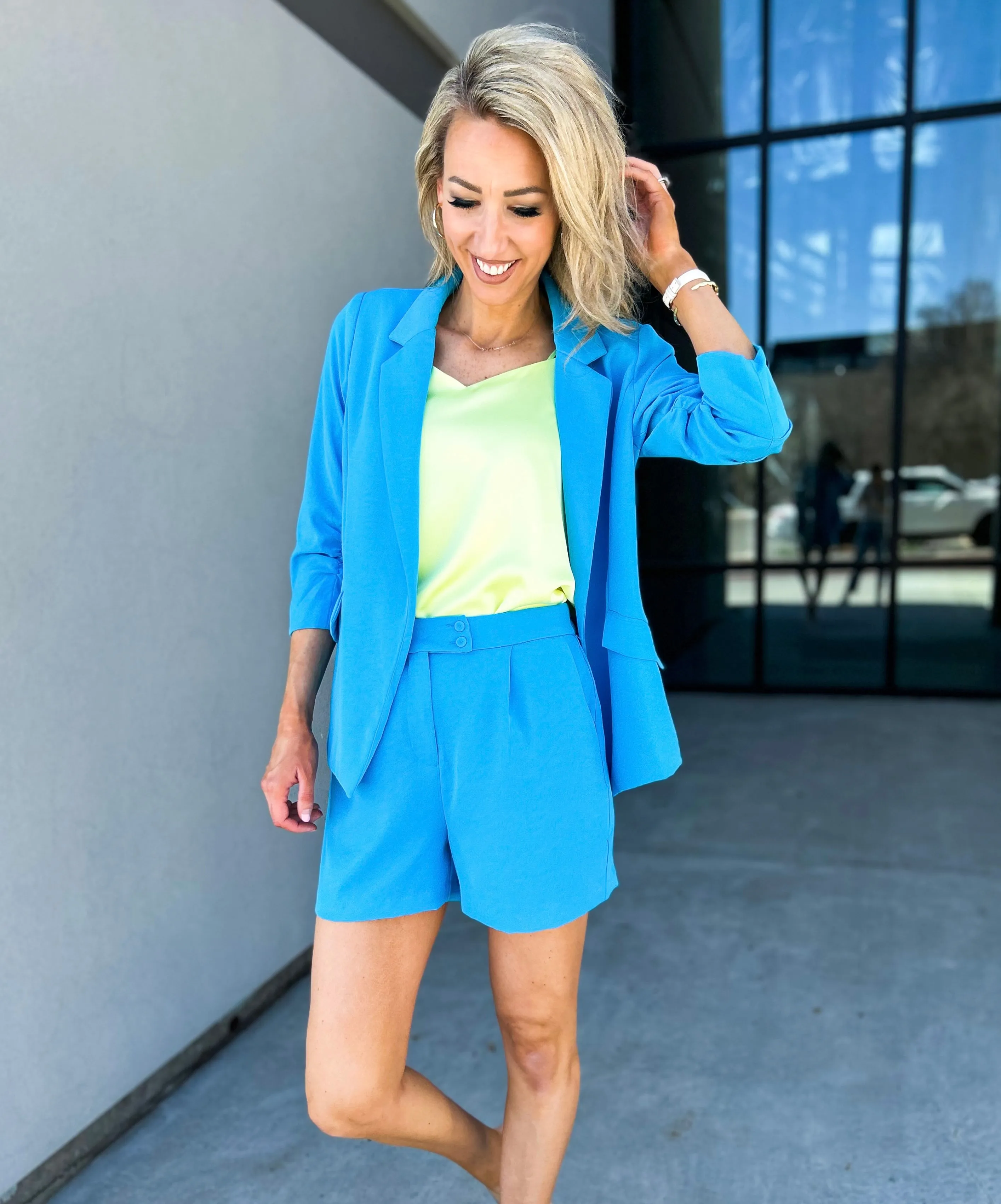 Demi Floral Lined Blazer (Vivid Blue)