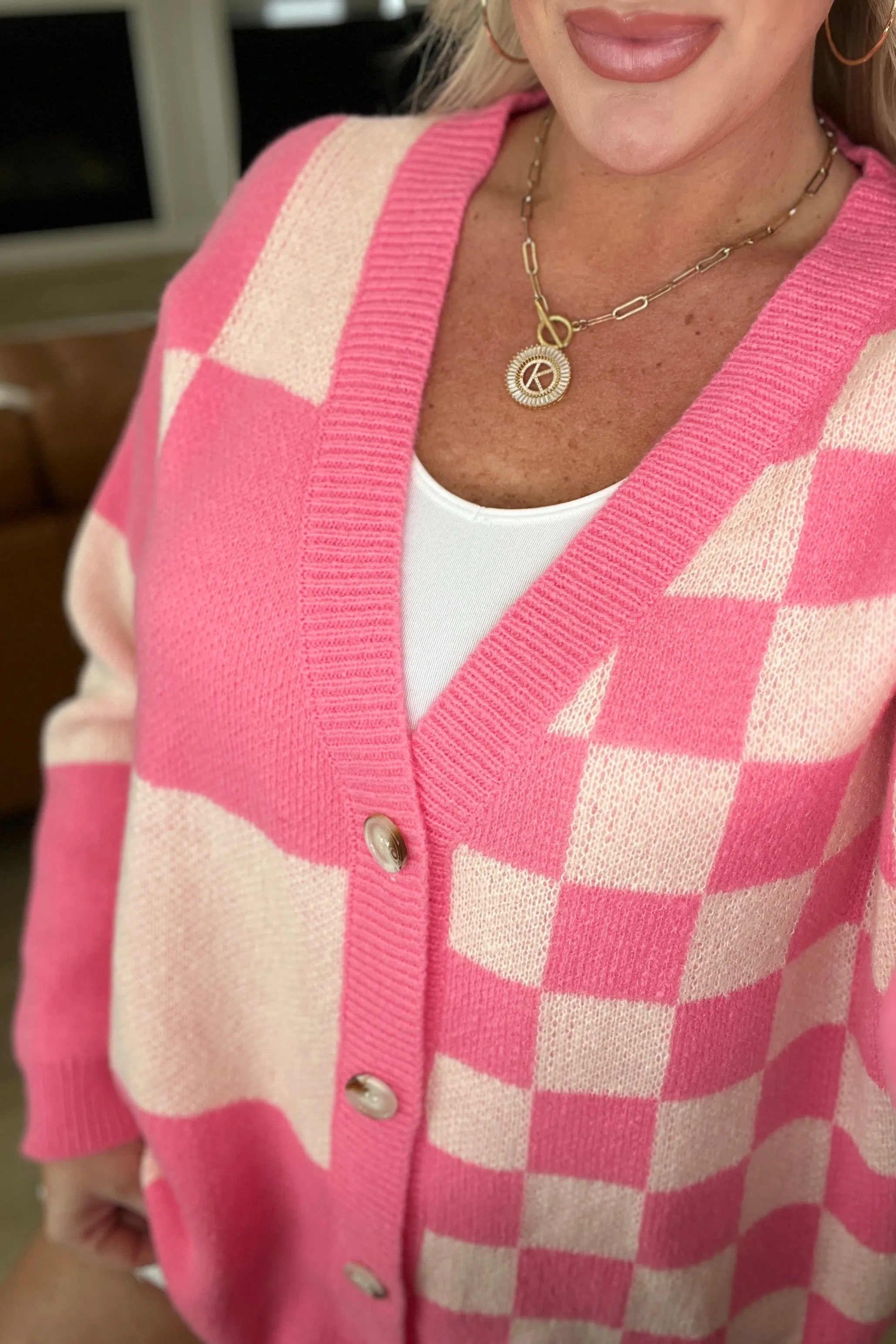 Don't Stop Me Now Checkered Cardigan