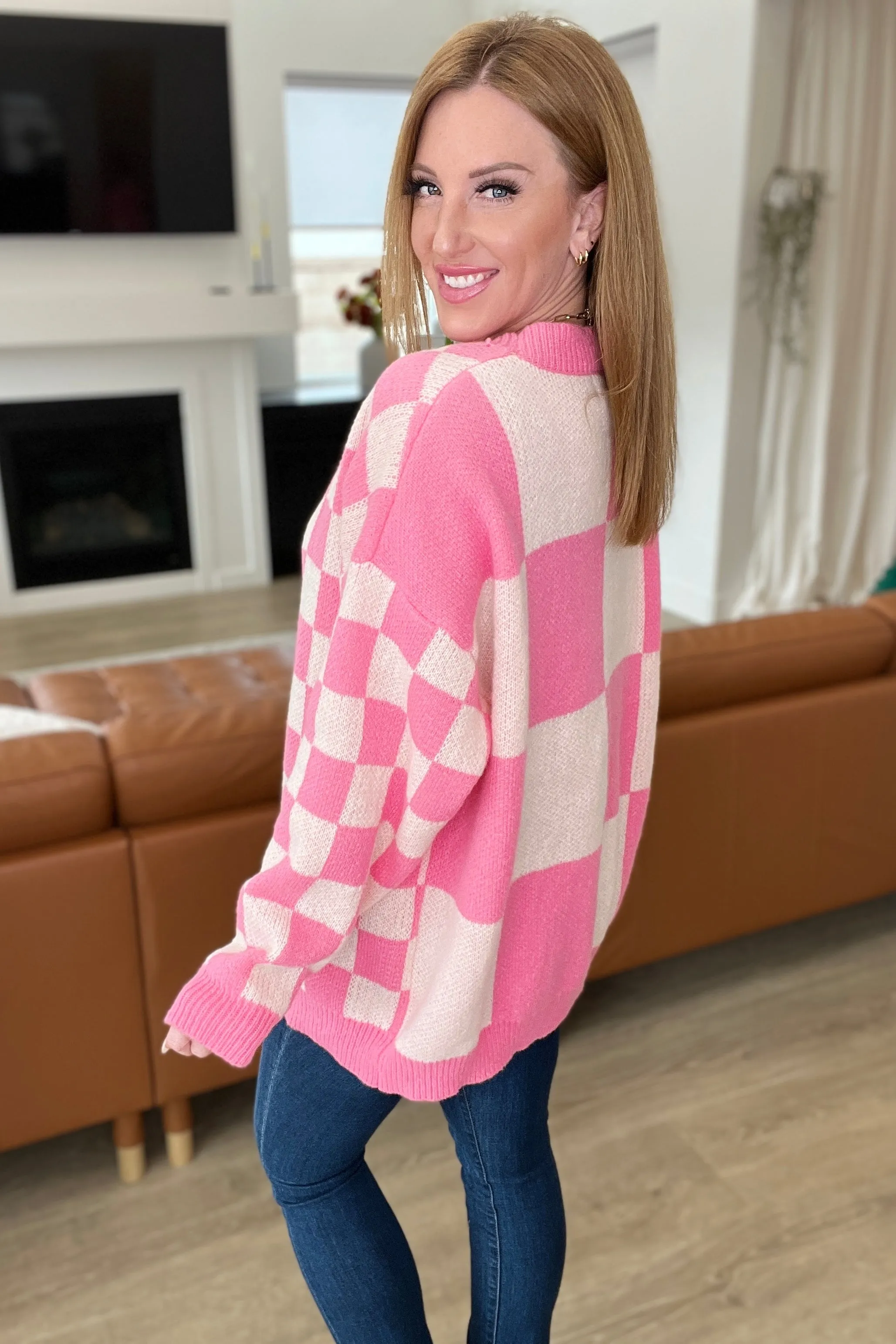 Don't Stop Me Now Checkered Cardigan