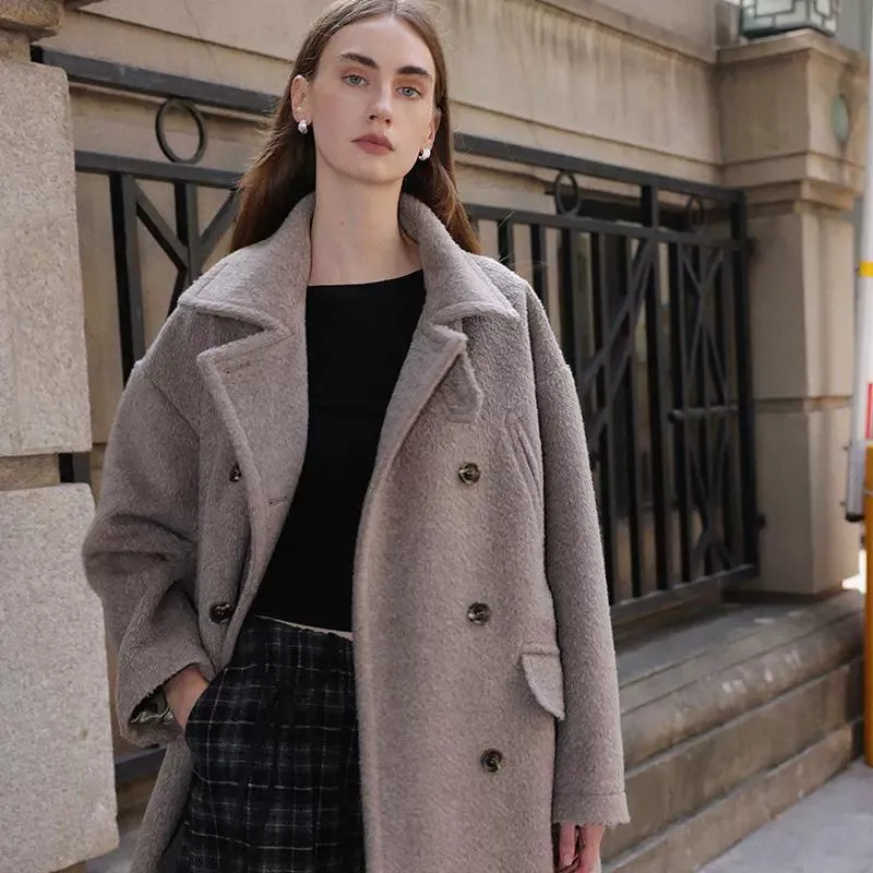 Double-Breasted Woolen Coat