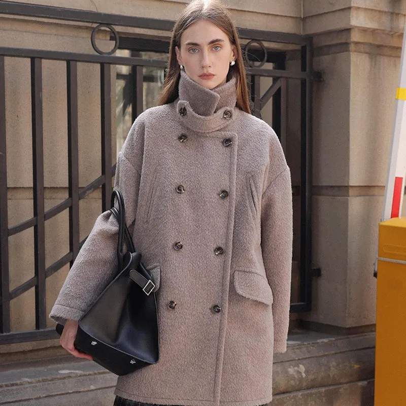 Double-Breasted Woolen Coat