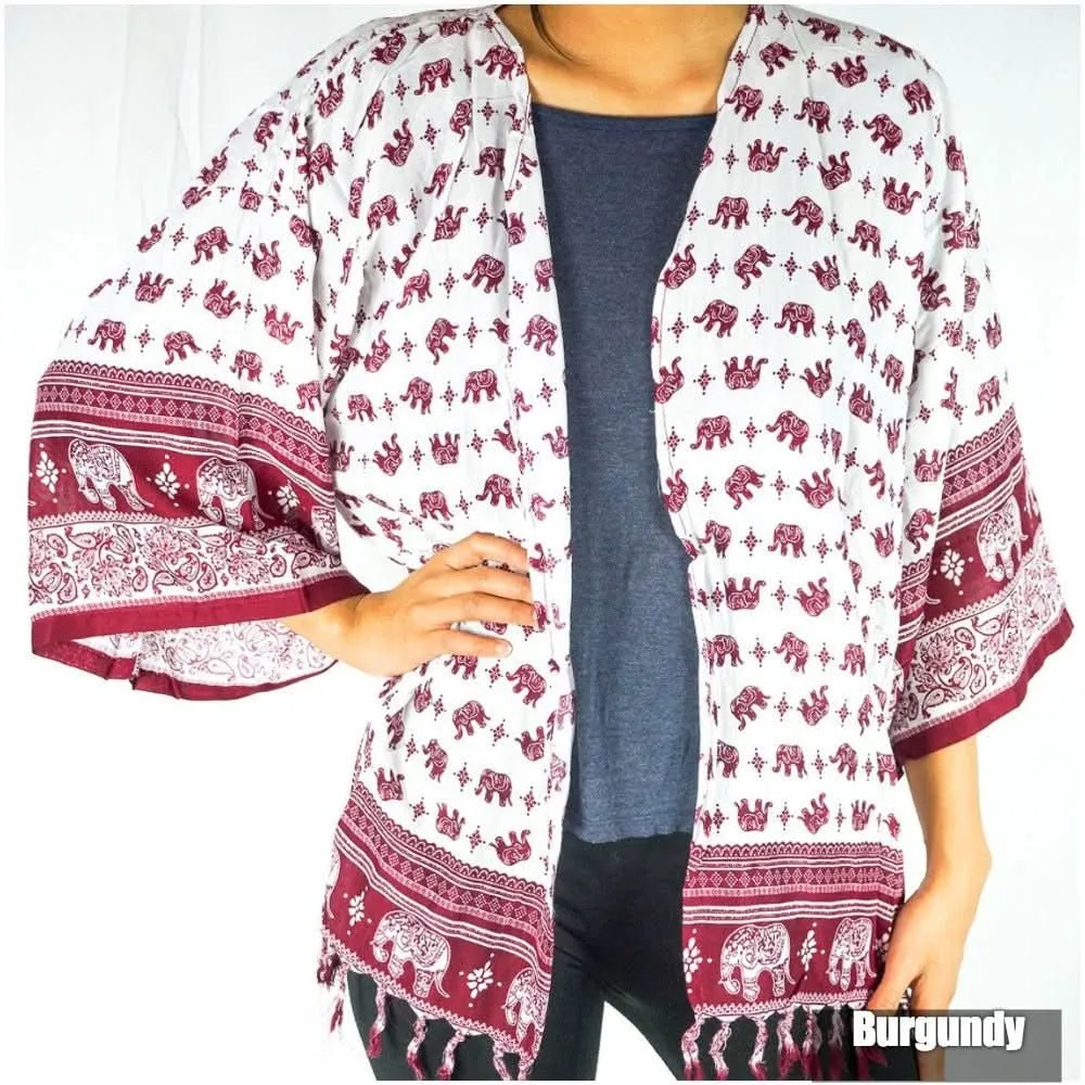 Elephant Tribal Boho Kimono Cover Up