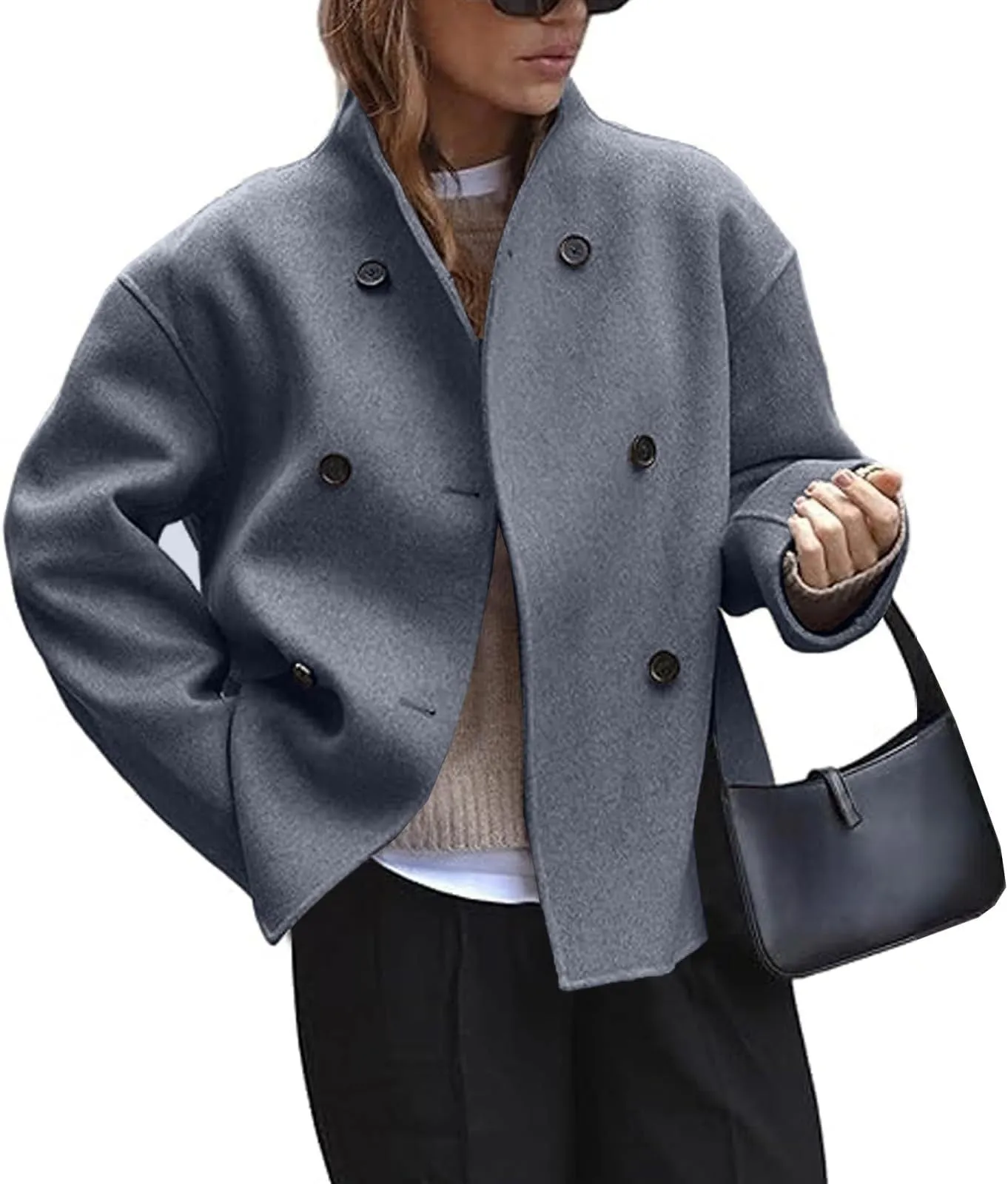Fashion Three-row Button Short Plaids And Tweedst Coat