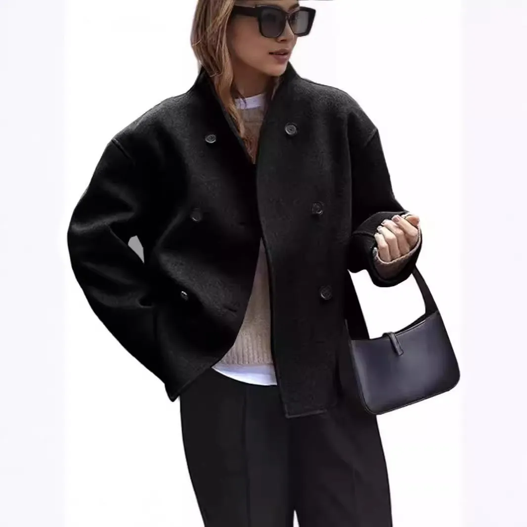 Fashion Three-row Button Short Plaids And Tweedst Coat