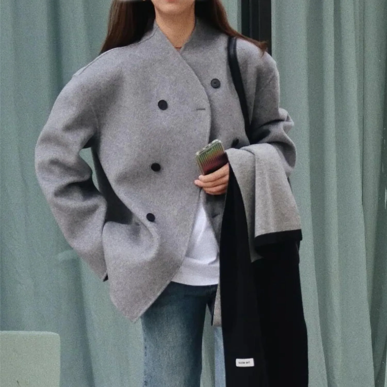Fashion Three-row Button Short Plaids And Tweedst Coat