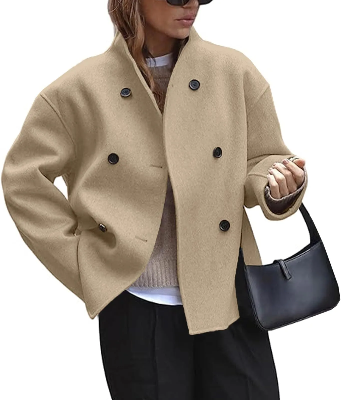 Fashion Three-row Button Short Plaids And Tweedst Coat