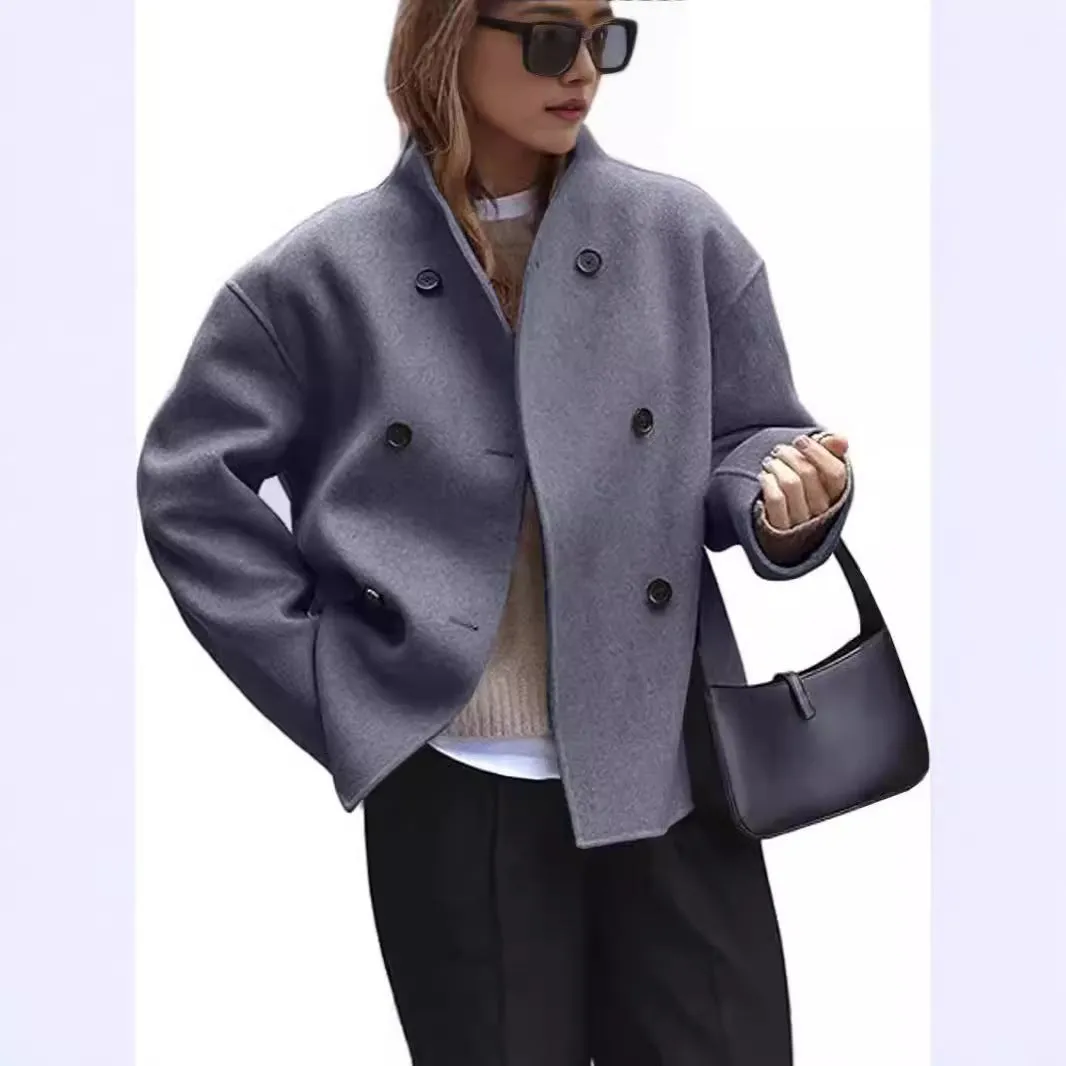 Fashion Three-row Button Short Plaids And Tweedst Coat